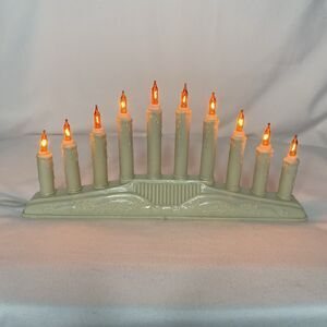 Candolier Vtg 80s Orange 10 Midget Lights 10" Candelabra Christmas Window Table